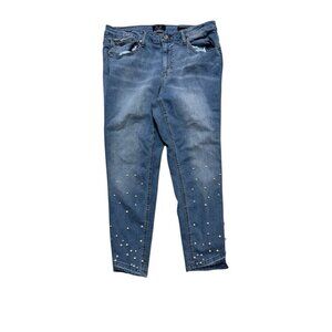 Earl Women’s Plus Size 18W Cropped Ankle Jeans Pearl Stud Embellished Denim